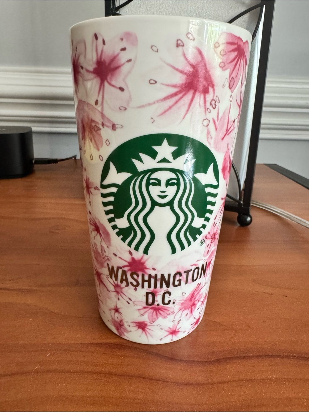 Starbucks Washington D.C. Cherry Blossom Ceramic Double Wall Travel Tumbler 12oz